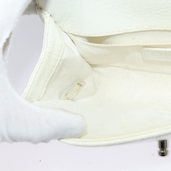 CHANEL Chain Matelasse Boy Chanel Shoulder Bag Enamel White CC Auth 126609