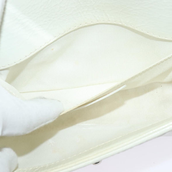 CHANEL Chain Matelasse Boy Chanel Shoulder Bag Enamel White CC Auth 126609