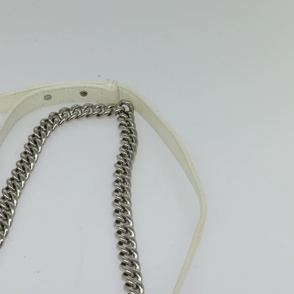 CHANEL Chain Matelasse Boy Chanel Shoulder Bag Enamel White CC Auth 126609