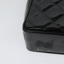 CHANEL Matelasse Chain Shoulder Bag Enamel Black Gold CC Auth 126614-12
