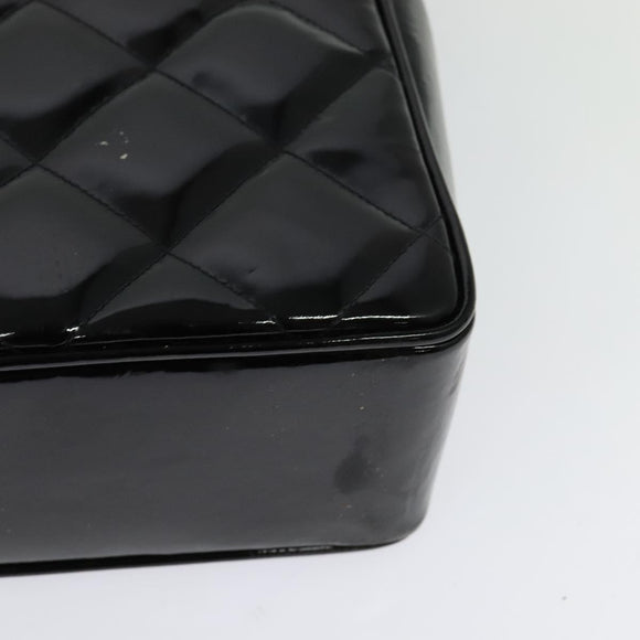 CHANEL Matelasse Chain Shoulder Bag Enamel Black Gold CC Auth 126614