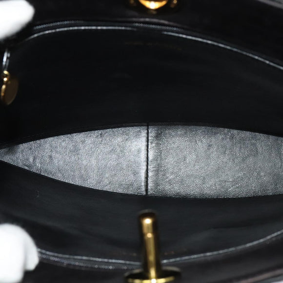 CHANEL Matelasse Chain Shoulder Bag Enamel Black Gold CC Auth 126614