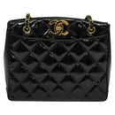 CHANEL Matelasse Chain Shoulder Bag Enamel Black Gold CC Auth 126614-2
