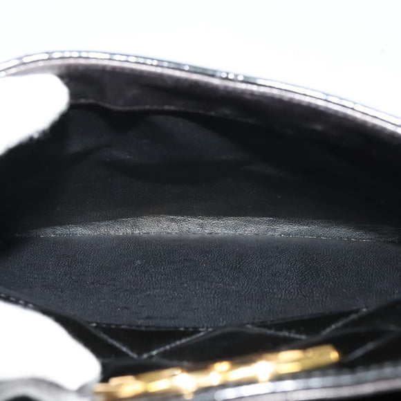 CHANEL Matelasse Chain Shoulder Bag Enamel Black Gold CC Auth 126614