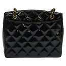 CHANEL Matelasse Chain Shoulder Bag Enamel Black Gold CC Auth 126614-3