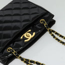 CHANEL Matelasse Chain Shoulder Bag Enamel Black Gold CC Auth 126614-6