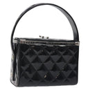 CHANEL Matelasse Hand Bag Enamel Black Silver CC Auth 126615-1