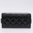 CHANEL Matelasse Hand Bag Enamel Black Silver CC Auth 126615-8