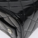 CHANEL Matelasse Hand Bag Enamel Black Silver CC Auth 126615-15