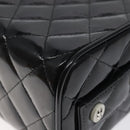 CHANEL Matelasse Hand Bag Enamel Black Silver CC Auth 126615-16