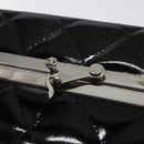 CHANEL Matelasse Hand Bag Enamel Black Silver CC Auth 126615-10