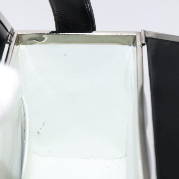 CHANEL Matelasse Hand Bag Enamel Black Silver CC Auth 126615