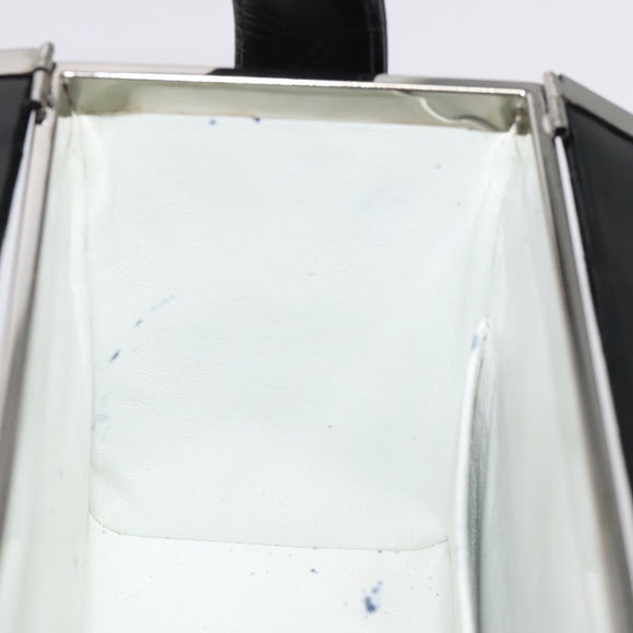 CHANEL Matelasse Hand Bag Enamel Black Silver CC Auth 126615