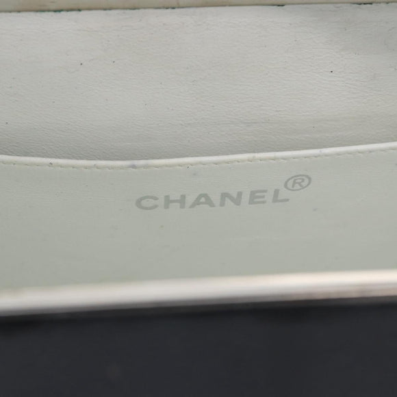 CHANEL Matelasse Hand Bag Enamel Black Silver CC Auth 126615