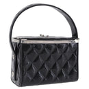 CHANEL Matelasse Hand Bag Enamel Black Silver CC Auth 126615-1