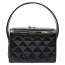 CHANEL Matelasse Hand Bag Enamel Black Silver CC Auth 126615-13