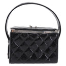 CHANEL Matelasse Hand Bag Enamel Black Silver CC Auth 126615-13