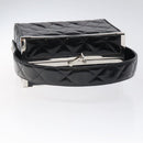 CHANEL Matelasse Hand Bag Enamel Black Silver CC Auth 126615-7