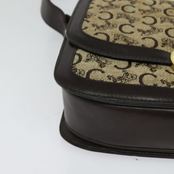 CELINE C Sulky Shoulder Bag Canvas Brown gold Auth 126616