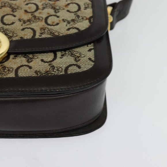 CELINE C Sulky Shoulder Bag Canvas Brown gold Auth 126616