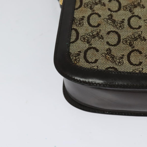 CELINE C Sulky Shoulder Bag Canvas Brown gold Auth 126616