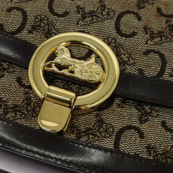CELINE C Sulky Shoulder Bag Canvas Brown gold Auth 126616