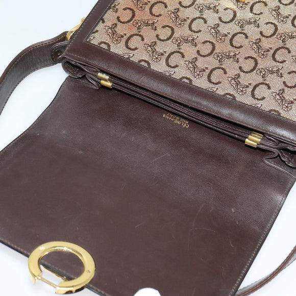 CELINE C Sulky Shoulder Bag Canvas Brown gold Auth 126616