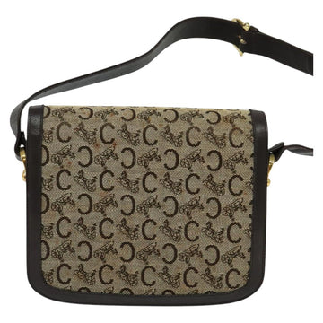 CELINE C Sulky Shoulder Bag Canvas Brown gold Auth 126616 - 0