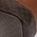 CELINE Macadam Canvas Vanity Pouch PVC Leather Brown Gold Auth 126618-14