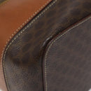 CELINE Macadam Canvas Vanity Pouch PVC Leather Brown Gold Auth 126618-15