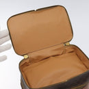 CELINE Macadam Canvas Vanity Pouch PVC Leather Brown Gold Auth 126618-10