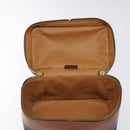 CELINE Macadam Canvas Vanity Pouch PVC Leather Brown Gold Auth 126618-11