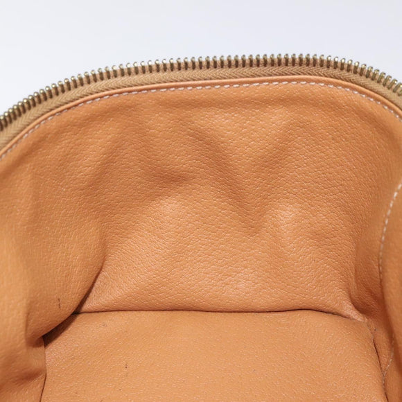 CELINE Macadam Canvas Vanity Pouch PVC Leather Brown Gold Auth 126618