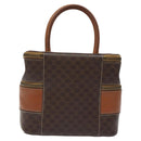 CELINE Macadam Canvas Vanity Pouch PVC Leather Brown Gold Auth 126618-2