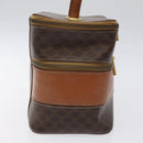 CELINE Macadam Canvas Vanity Pouch PVC Leather Brown Gold Auth 126618-3