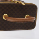 CELINE Macadam Canvas Vanity Pouch PVC Leather Brown Gold Auth 126618-7