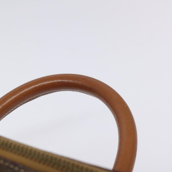 CELINE Macadam Canvas Vanity Pouch PVC Leather Brown Gold Auth 126618