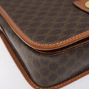 CELINE Macadam Canvas Shoulder Bag PVC Leather Brown Gold Auth 126619-14