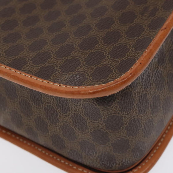 CELINE Macadam Canvas Shoulder Bag PVC Leather Brown Gold Auth 126619