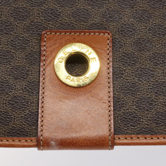 CELINE Macadam Canvas Shoulder Bag PVC Leather Brown Gold Auth 126619