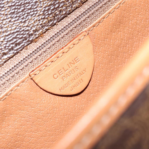 CELINE Macadam Canvas Shoulder Bag PVC Leather Brown Gold Auth 126619