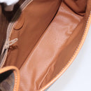 CELINE Macadam Canvas Shoulder Bag PVC Leather Brown Gold Auth 126619-10