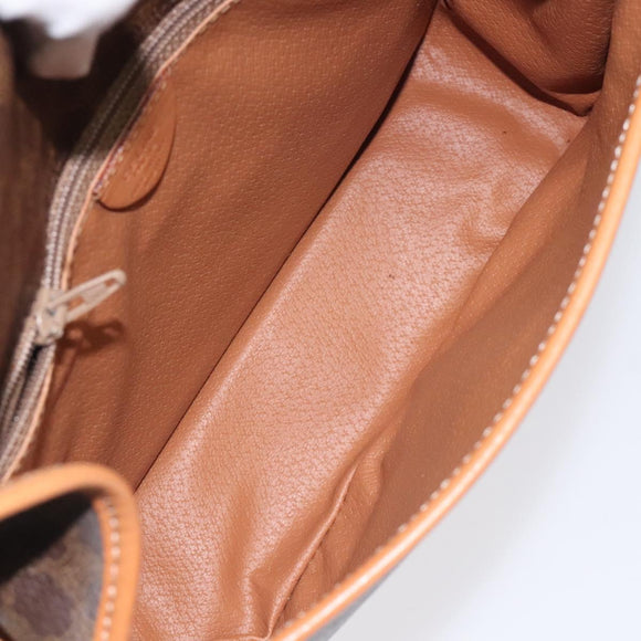 CELINE Macadam Canvas Shoulder Bag PVC Leather Brown Gold Auth 126619