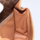 CELINE Macadam Canvas Shoulder Bag PVC Leather Brown Gold Auth 126619-19