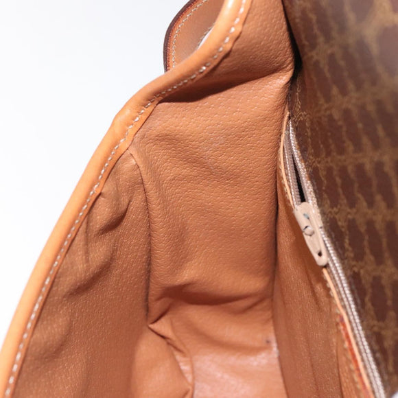 CELINE Macadam Canvas Shoulder Bag PVC Leather Brown Gold Auth 126619