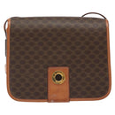 CELINE Macadam Canvas Shoulder Bag PVC Leather Brown Gold Auth 126619-13