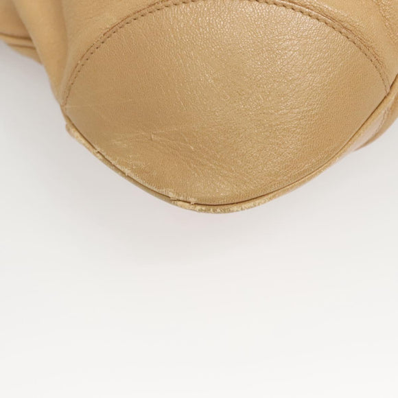 Salvatore Ferragamo Gancini Hand Bag Leather Beige Silver Auth 126621