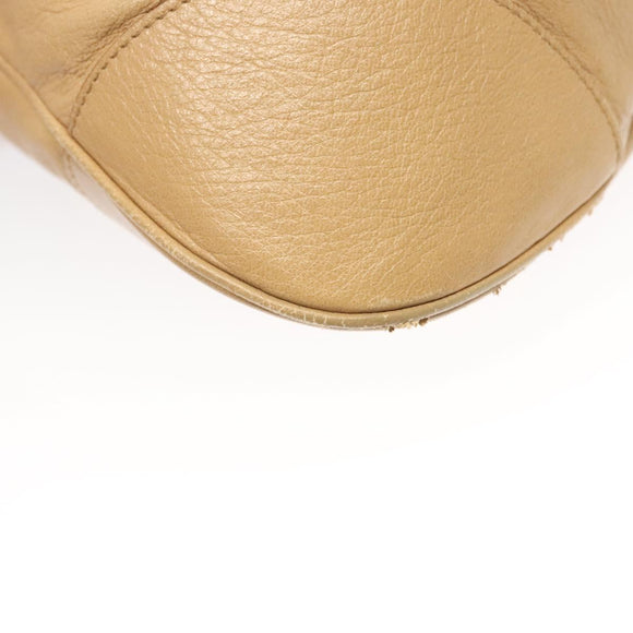 Salvatore Ferragamo Gancini Hand Bag Leather Beige Silver Auth 126621