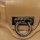 Salvatore Ferragamo Gancini Hand Bag Leather Beige Silver Auth 126621-17