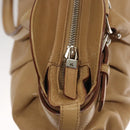 Salvatore Ferragamo Gancini Hand Bag Leather Beige Silver Auth 126621-10